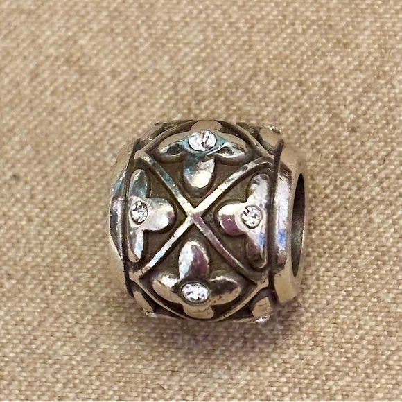 Brighton Alcazar silver bead Floral pattern with clear crystal accents Retired - Picture 2 of 5